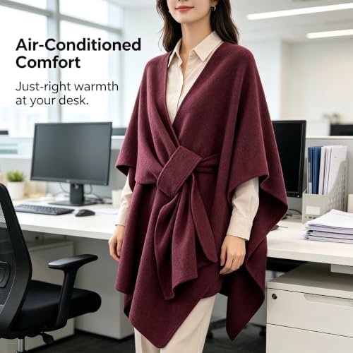 Fleece Drape Shawl Wrap for Women, Open Front Poncho Daily & Occasion Wear - Image 2