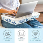 LAPGEAR Designer Lap Desk – Blue Blossoms, 2-Pack with Storage Basket - Image 3