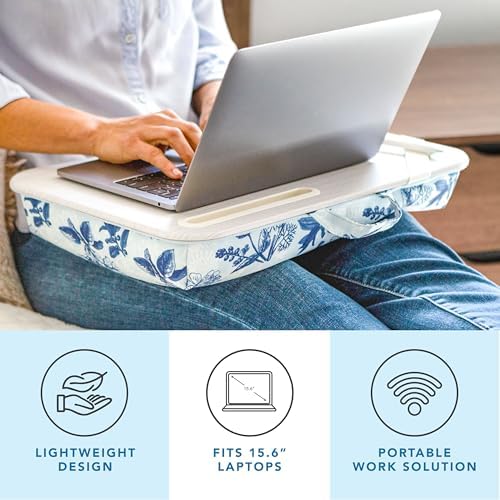 LAPGEAR Designer Lap Desk – Blue Blossoms, 2-Pack with Storage Basket - Image 3