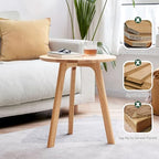 Solid Beech Oak Wood Side Table - Compact End Table with Detachable Cloth Pocket - Modern Small Nightstand with Storage Holder for Living Room, Bedroom (Oak, Natural) - Image 6