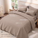 Love's cabin King Size Quilts Bedspreads, 7 Pieces Bed in a Bag, Burlwood - Image 2