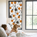 Window Privacy Film Frosted, Orange Pumpkins Halloween Static Cling Door Window Covering, Haunted Houses Bats Horror UV Blocking Windows Film for Office, Hotel, Bedroom, 29.5 x 78.7 Inches - Image 2