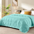 downluxe Down Alternative Blanket for Bed, Satin Trim, Queen, Mint Green by Downluxe