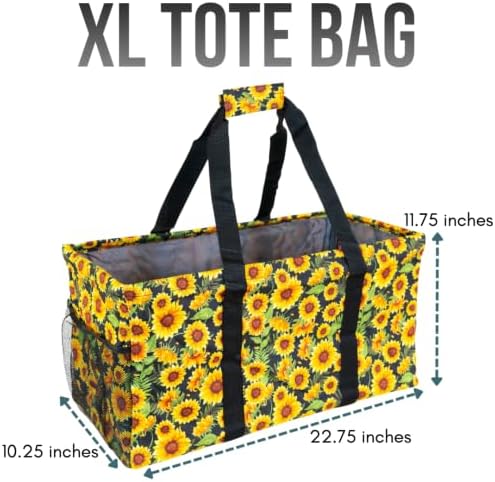 Extra Large Utility Tote Bag - Oversized Collapsible Beach Bag - Sunflower - Image 4