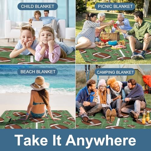 Waterproof Sandproof Picnic Mat Retro American Football Field Large Outdoor Picnic Blanket Family Camping Beach Blanket for Park - Image 5