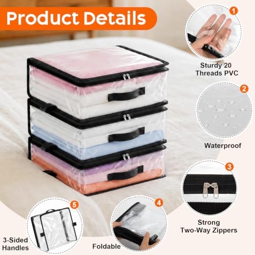 10 Pack Clear Storage Bags with Zipper Handle, Sheet Organizers and Storage - Image 5