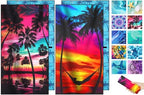 Genovega 2 Packs Microfiber Oversized Lightweight Thin Beach Towel Sandproof Compact Quick Dry Clearance Towels Extra Large Sand Free Travel Essentials Accessories Women Gift Neon Palm Sunset by genovega
