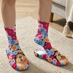Womens Fuzzy Slipper with Socks Warm Cozy House Slipper and Socks Set Plush Winter Shoes for Indoor - Image 3