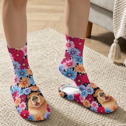 Womens Fuzzy Slipper with Socks Warm Cozy House Slipper and Socks Set Plush Winter Shoes for Indoor - Image 3