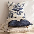 Foindtower Set of 2 Linen Floral Vintage Throw Pillow Covers Neutral Accent Print Decorative Cozy Cushion Covers Farmhouse Boho Home Decor for Sofa Chair Couch Bed Living Room,22×22 Inch,Navy Blue - Image 5