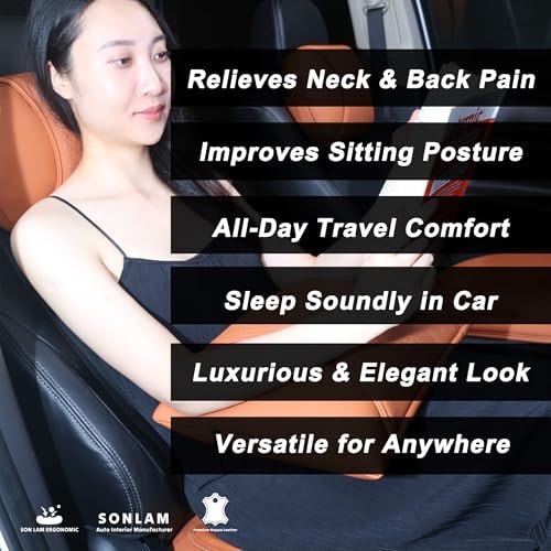 Neck & Back Support Pillow Set for Car & Office Chair - Prosperity & Luck Dreamcatcher - Orthopedic Lumbar & Cervical Pillow for Pain Relief &Posture Correction (Neck & Back Pillows (Cognac Brown)) - Image 6