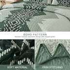Dintszyayue Green Boho Quilt Set Queen, Aztec Pattern Lightweight Bedspread - Image 6