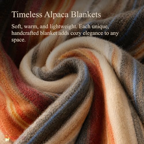 ALPAKITAS Alpaca Wool Blanket - Queen Size Bed Blanket - Alpaca Throw - Best Gift & Warm Throw, Lightweight, Couch or Camp- Outdoor - 87 x 64 inches (White & Brown) - Image 3