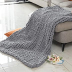 Warm Soft Cozy Chenille Yarn Thick Crochet Knit Blanket for Bed, Sofa, Big Chunky Cable Knit Throw, Weighted Chunky BlanketA120x150cm - Image 2