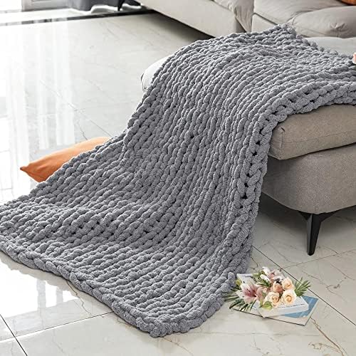 Warm Soft Cozy Chenille Yarn Thick Crochet Knit Blanket for Bed, Sofa, Big Chunky Cable Knit Throw, Weighted Chunky BlanketA120x150cm - Image 2