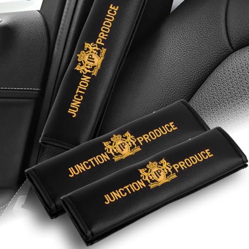 W-POWER 4PCS Junction Produce JDM Car Neck Pillow Headrest + JP VIP Embroidery Car Seat Belt Cover Set (Gold) - Image 5