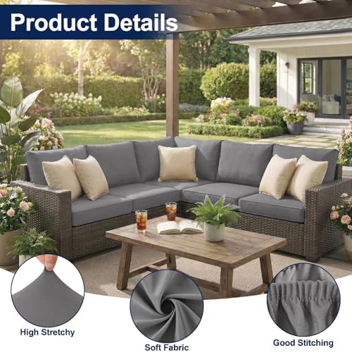 Smiry Waterproof Patio Cushion Covers, Stretch Outdoor Furniture Covers - Image 5
