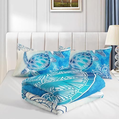 HOSIMA Sea Turtle Full Comforter Set,Coastal Bedding with 2 Pillowcases. - Image 5