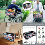 LedBack American Flag 3 Pcs Sets Rollator Walker Accessories Lightweight Rollator Walker Seat & Backrest Covers, Rollator Storage Basket for 4th of July - Image 5