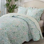 HoneiLife Botanical Quilt King Size - Spring/Summer Quilts 3-Piece, Microfiber Bedspreads Wildflower Coverlets Floral Quilt Sets Lightweight Bed Cover, Queen Quilt Bedding Sets All Season Use by HoneiLife