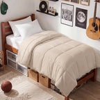 EASELAND Twin Size Down Alternative Comforter, Beige, 64x88 Inches by EASELAND