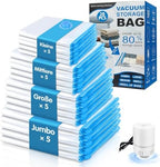 Vacuum Bags for Clothes，20 Pack with Air Pump, 4 sizes x 5 Vacuum Bags by Demcert