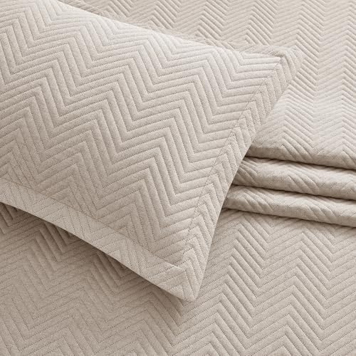 IR Imperial Rooms Quilts Queen Size Bedding Set Beige Bedspread Wave - Image 5