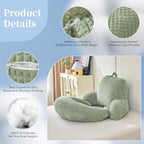 17" Reading Pillow for Bed,U Shaped Arm & Elbow Support,Green Flannel - Image 6