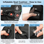 Inflatable Airplane Seat Cushion with Neck Pillow Eye Masks Earplugs&Bag for Long Flights, Portable Wheelchair Seat Cushion, Press-Type Air Cushion with Non-Skid Bottom for Travel, Office - Image 3