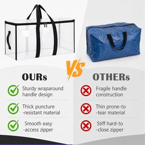 Songrey Extra Large Heavy Duty Moving Bags, 8 Pack, Clear - Image 4