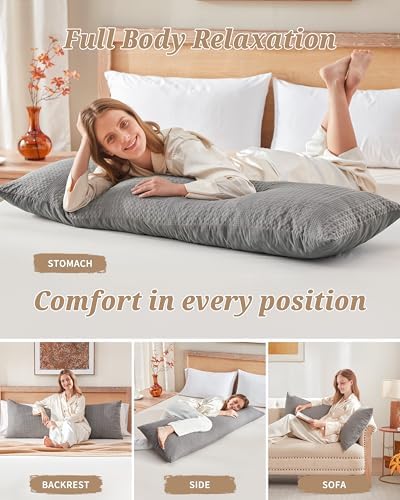 YZ HOME Waffle Weave Body Pillow for Adults, Memory Foam Insert - Image 5