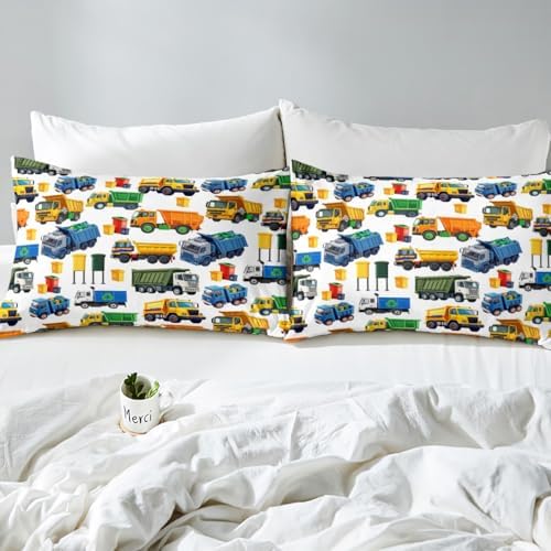 Erosebridal Cute Garbage Truck Sheets for Boys Girls Garbage Trucks Fitted Sheet,Equipment Trucks Kids Bedding Sets Rubbish Vehicles Bed Sets Twin 2 Piece - Image 6