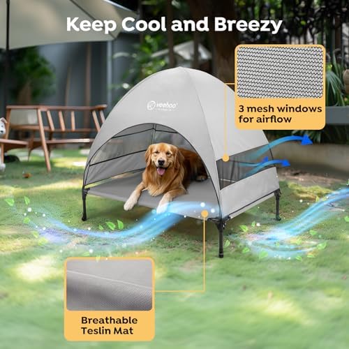 Veehoo Outdoor Dog Bed with Canopy, Cooling Elevated Dog Shade for Outside - Image 3