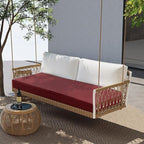 Outdoor Bench Cushion Waterproof with Memory Foam,Patio Bench Cushions for Outdoor/Indoor Furniture Porch Swing Cushion with Handle and Adjustable Strap,Burgundy Red,42x18 Inch - Image 7