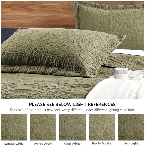 Love's cabin Twin Quilt Bedding Set Green Bedspreads - Soft Bed Summer Lightweight Bedspread Comforter - Coin Pattern Bedding Coverlet for All Season - 2 Pieces (1 Quilt, 1 Pillow Sham) - Image 5
