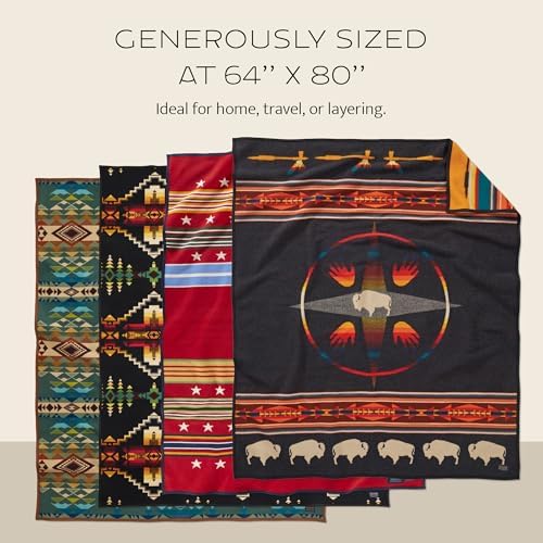 Pendleton Jacquard Napped Throw Blanket 64" x 80" - Wool Cotton, Reversible - Image 5