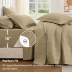 Love's cabin King Size Quilts Bedspreads, 7 Pieces Bed in a Bag, Camel - Image 4