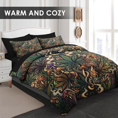 WeCozy Full Comforter Set with Sheets, 7 Pieces Mushroom Herb Bedding - Image 4