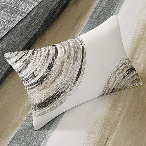 Madison Park Essentials Full Comforter Set, Bed in a Bag Full, Watercolor Print Coastal Comforter & Chambray Cotton Sheet Set, All Season Bedding Set, Saben, Taupe Full (78 in x 86 in) 9 Piece - Image 5