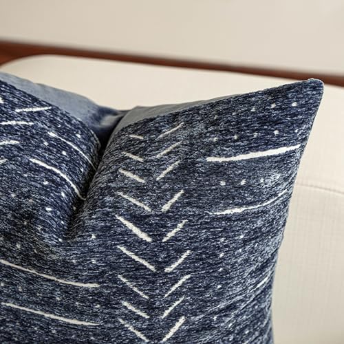 BlissBlush Decorative Throw Pillow Covers 20x20 Set of 2, Blue Soft Woven Chenille Accent Pillow Covers for Couch Sofa Bed, Textured Farmhouse Cushion Covers - Image 4