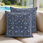 26x26 Pillow Covers Set of 2, Vintage Blue Floral Boho Square Throw Pillow Covers for Couch/Sofa/Living Room, Retro Ethnic Tribe Abstract Art Decorative Soft Pillowcases for Couch Throw Pillows - Image 3
