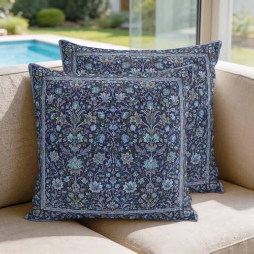 26x26 Pillow Covers Set of 2, Vintage Blue Floral Boho Square Throw Pillow Covers for Couch/Sofa/Living Room, Retro Ethnic Tribe Abstract Art Decorative Soft Pillowcases for Couch Throw Pillows - Image 3