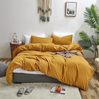Luxlovery Dark Yellow Comforter Set California King Mustard Bedding Comforter Sets Cal King Men Women Solid Color Blanket Quilts Beathable Soft Cozy Puffy Ginger Bedding Set - Image 3