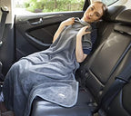 BlueHills Soft Long Travel Blankets 70X48 inches Large Plush Value Pack of 2 - Premium Airplane Travel Essential Flight Throw in a Bag Compact for Plane Travel Gift – Gray and Beige - Image 7