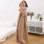 Chunky Knit Throw Blanket Chenille Yarn Soft Cozy Bulky Knitted Blanket for Sofa Bed Chair Large Hand Made Boho Home Decor Camel 32x40 - Image 2