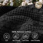 PHF Lightweight 100% Cotton Waffle Throw Blanket for Couch, Black - Image 4