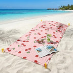 Cherry Beach Towel Blanket with Inflatable Pillow and Pocket, Sand Free Towel Oversized 35.4'' × 78.7'', Windproof Beach Mat with 4 Windproof Anchor & Carry Bag for Travel, Camping, Hiking (Cherry) by YunTu