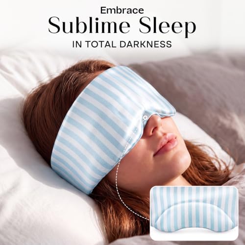 Panelee 100% Mulberry Silk Sleep Mask, 22 Momme Eye Mask for Women,Blue - Image 2