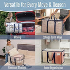 VENO 20 Pack Heavy Duty Moving Bags, Extra Large Storage Bags with Reinforced Handles & Strong Zippers, Foldable & Reusable Moving Box Alternative for Clothes & Dorm Storage - Image 6