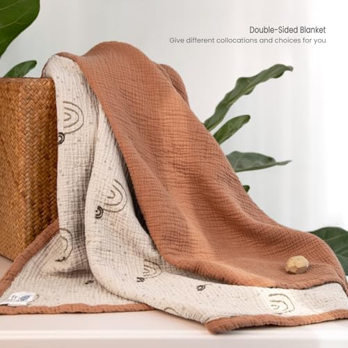 lulumoon Muslin Baby Blanket Neutral: Cotton Toddler Blanket for Daycare - Image 3